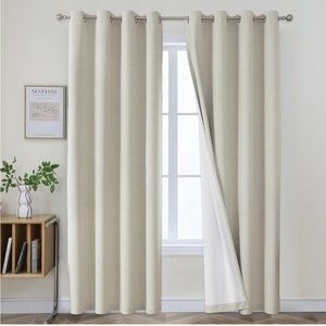 NEW beige blackout curtains, set of 2 96 inch panels